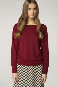 Sweter z dekoltem w łódkę - bordo - SW01